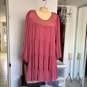 Elegant Long Sleeve Dress in Rose
